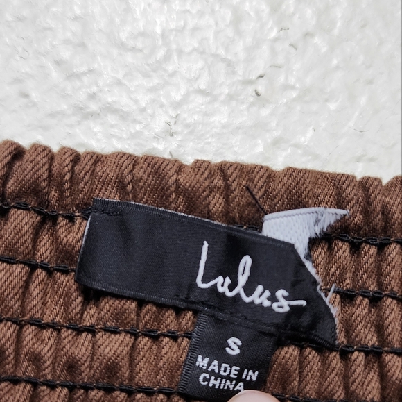 Lulus Practical Charm Brown Twill Button-Front Straight Leg Jumpsuit S Travel - Picture 10 of 10